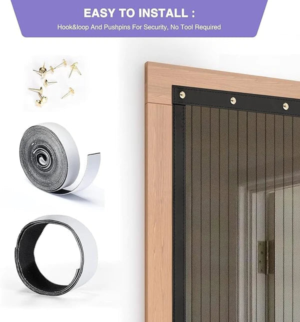 Magic Mesh Magnetic Door Curtain (Size: 4 Foot/ 7 Foot)